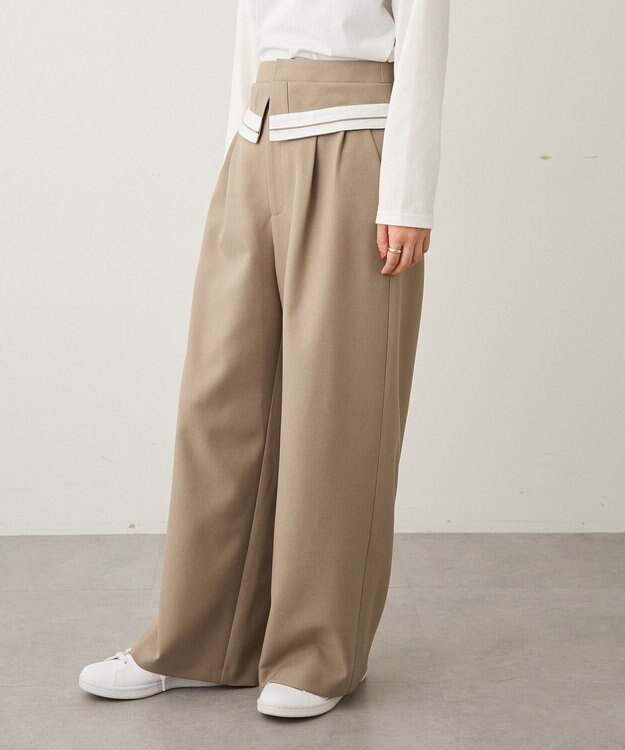 CRAFT STANDARD BOUTIQUE ウエスト折り返しスラックス Brown Mixture