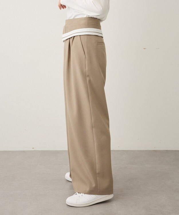 CRAFT STANDARD BOUTIQUE ウエスト折り返しスラックス Brown Mixture