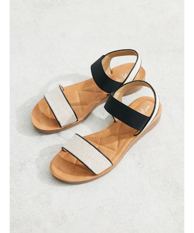 Green Parks ・ｒｉｃｈ　ｂｌｕｅ　雑材ゴムストラップサンダル