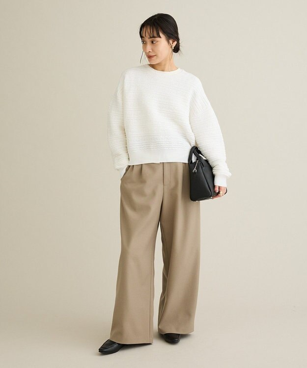 CRAFT STANDARD BOUTIQUE ウエスト折り返しスラックス Brown Mixture
