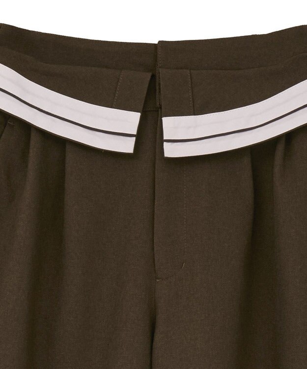 CRAFT STANDARD BOUTIQUE ウエスト折り返しスラックス Brown Mixture