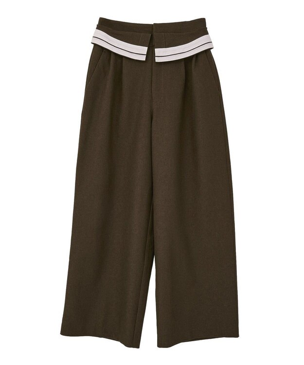 CRAFT STANDARD BOUTIQUE ウエスト折り返しスラックス Brown Mixture