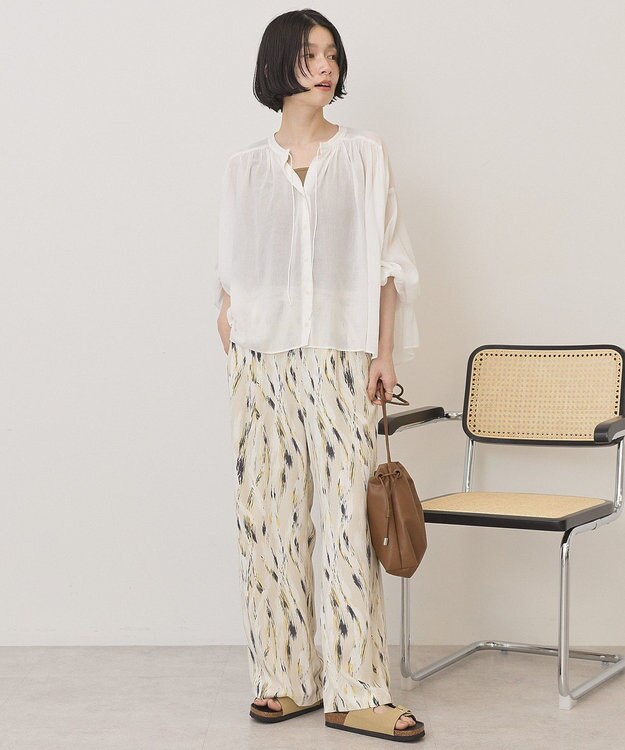 AMERICAN HOLIC スキッパーギャザーブラウス Off White