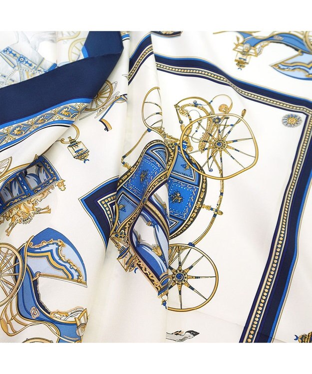 Marca ＜再登場！＞【伝統横濱スカーフ】馬車行列  大判 シルクツイル スカーフ ネイビー