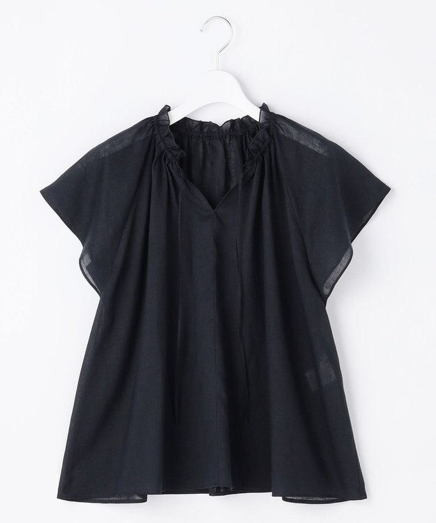 自由区 【WEB限定カラーあり】シアーラミーローンフリルデティール ブラウス ネイビー