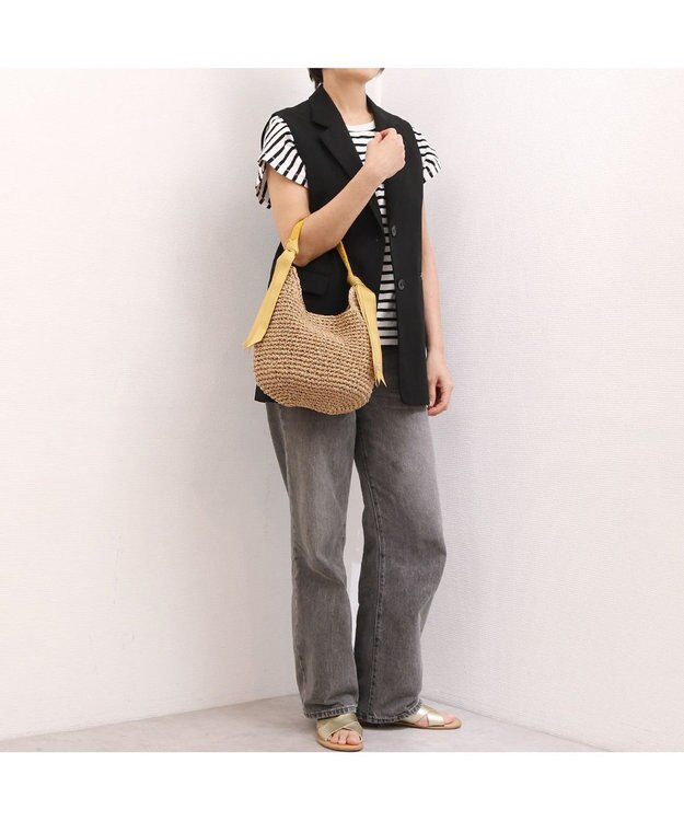 UNBILLION カシュカシュ cachecache / 下がりグログランクロッシェ2wayミニトート マスタード