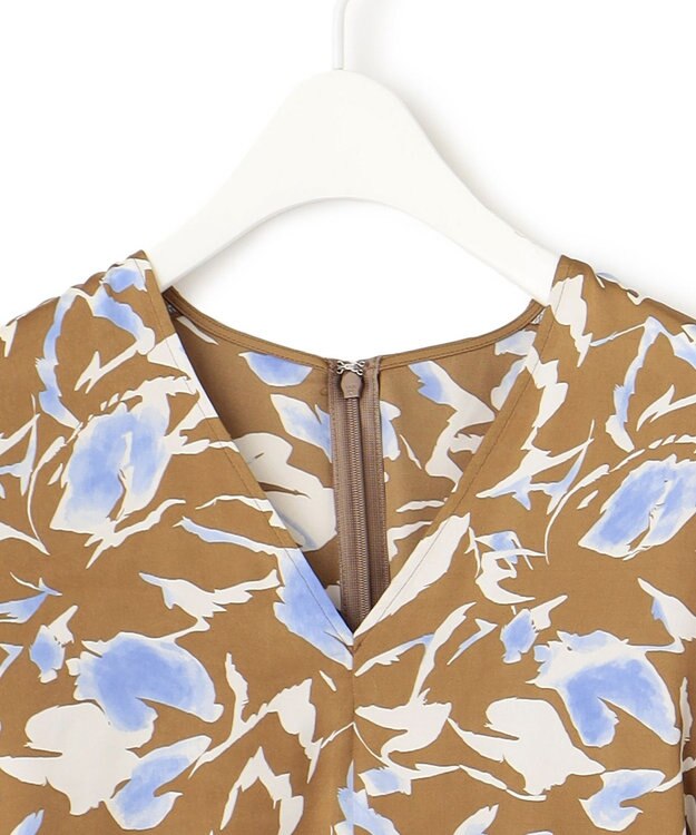 ICB 【洗える】 ウォーターフラワープリント ワンピース キャメル系柄