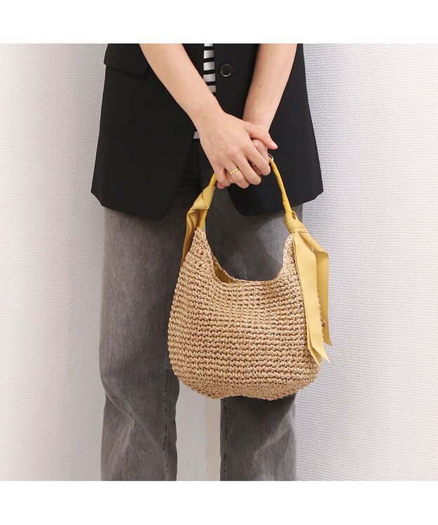 UNBILLION カシュカシュ cachecache / 下がりグログランクロッシェ2wayミニトート マスタード