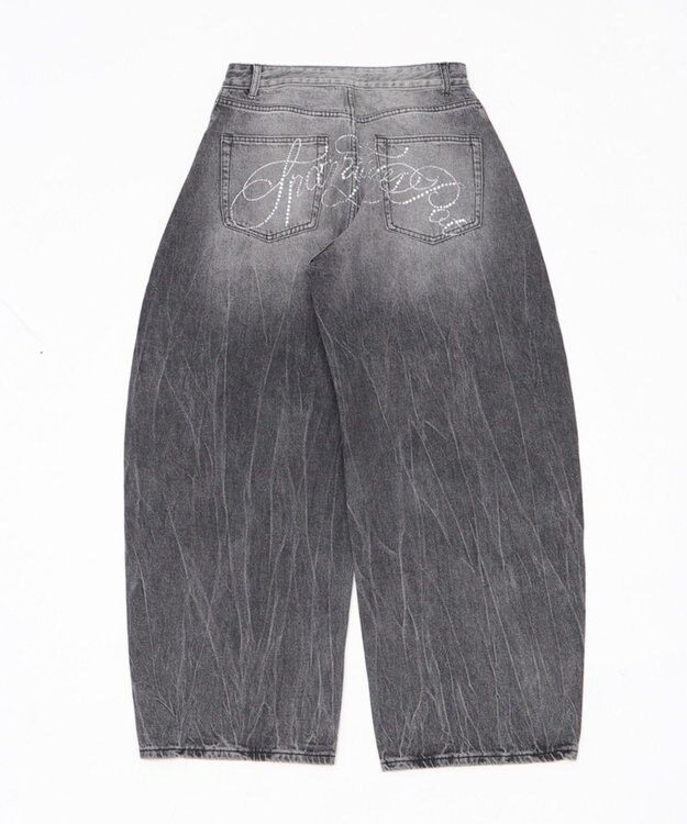 WEGO ラインストーンbackロゴデニム ブラック