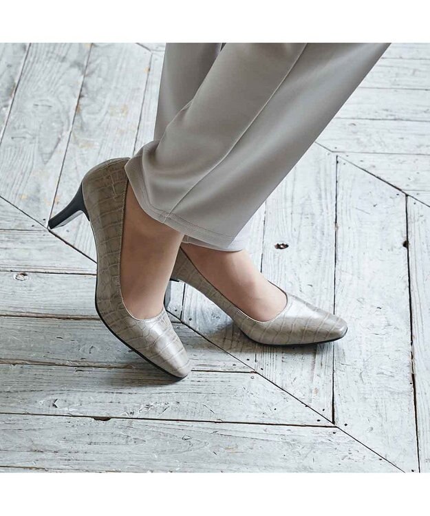 Riz raffinee <Riz raffinee>スクエアトゥパンプス ライトグレーカタオシ