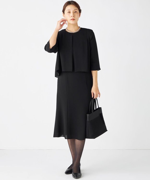 自由区 FORMAL 【洗える】セオアルファバラシャ ウォッシャブル ワンピース ブラック系