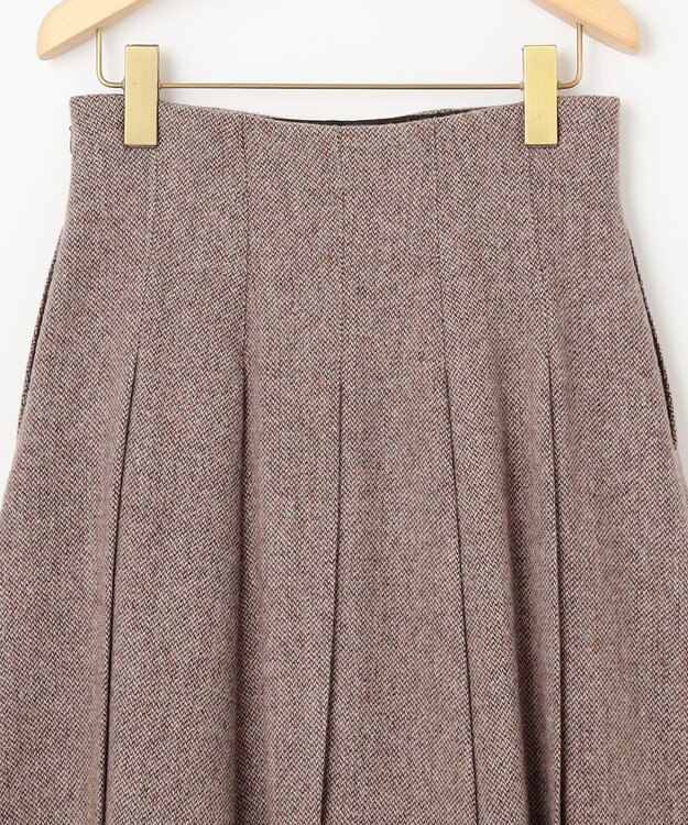 組曲 L 【WEB限定】ネコアシツィード プリーツスカート ダークブラウン系