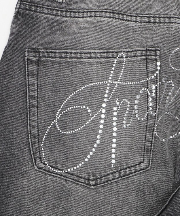 WEGO ラインストーンbackロゴデニム ブラック