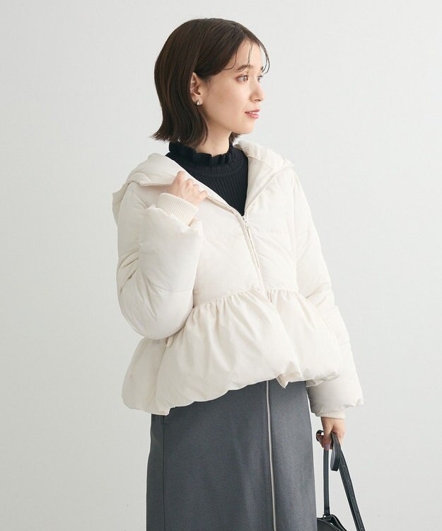 Green Parks ・ｓｗｉｎｇ　ｂｙ　ファイバーダウンペプラムコート Ivory