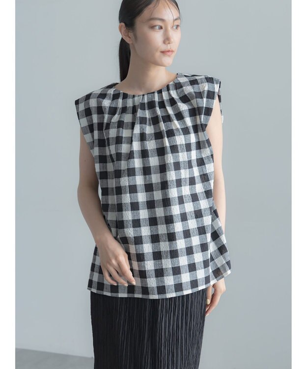 Te chichi リネンミックスクレープブラウス(セットアップ可)《2026 SUMMER LOOK item》 ギンガムチェック