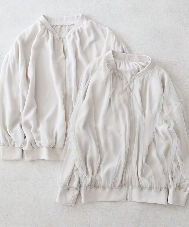 AMERICAN HOLIC リバーシブルシフォン×チュールブルゾン Light Gray