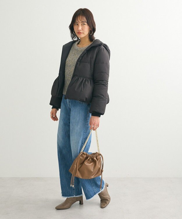 Green Parks ・ｓｗｉｎｇ　ｂｙ　ファイバーダウンペプラムコート Black