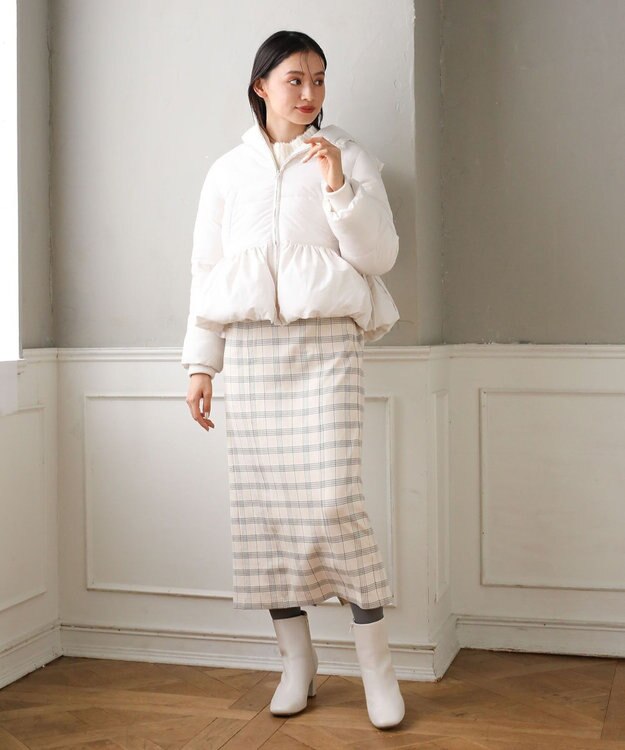 Green Parks ・ｓｗｉｎｇ　ｂｙ　ファイバーダウンペプラムコート Ivory