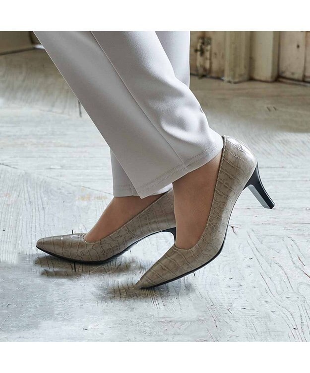 Riz raffinee <Riz raffinee>スクエアトゥパンプス ライトグレーカタオシ