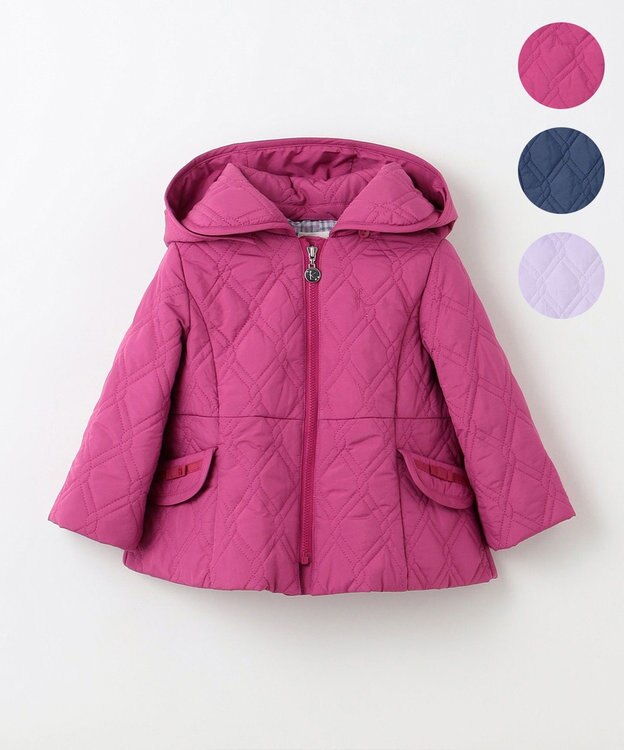 組曲 KIDS 【90-100㎝】中綿キルト コート ラズベリー系