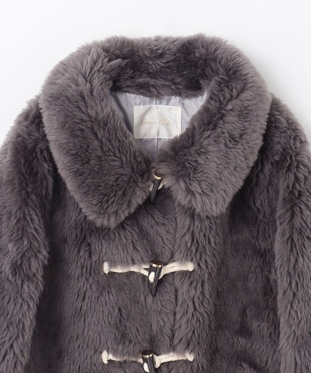 GRACE CONTINENTAL ウールボアショートコート チャコール