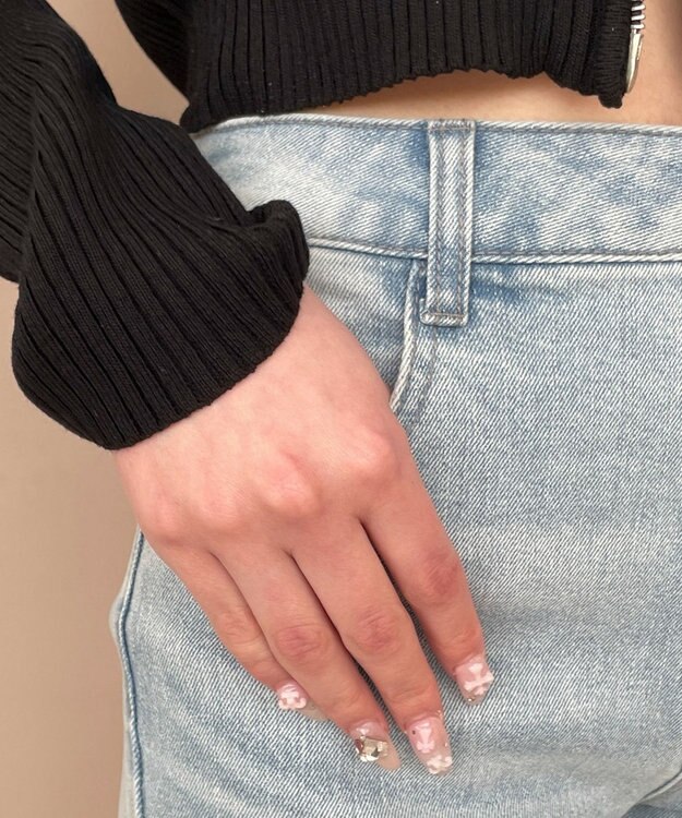 WEGO ローライズフレアデニムパンツ デニム淡加工色