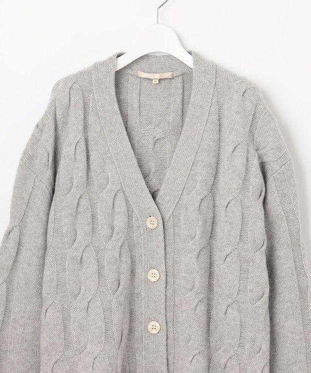 自由区 【洗える】ウールカシミヤブレンド ニットカーディガン ライトグレー系