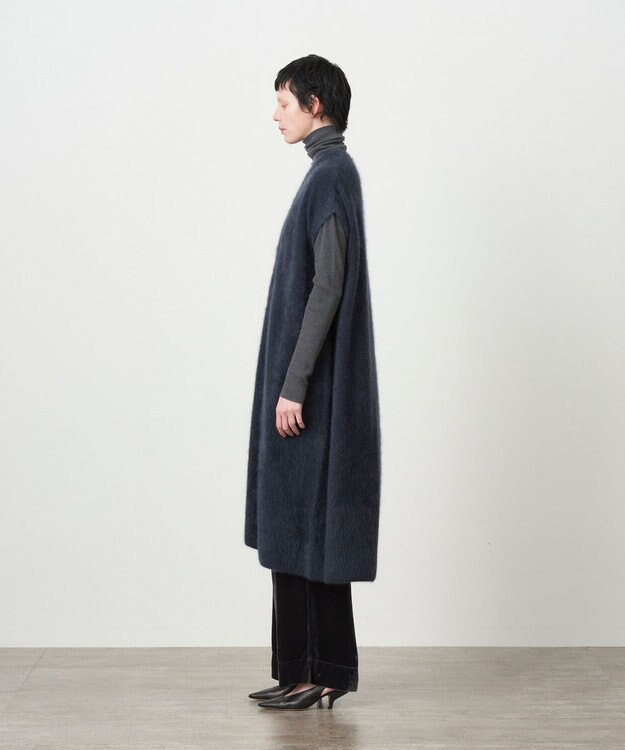 ATON ROYAL FUR CASHMERE | Vネックドレス NAVY