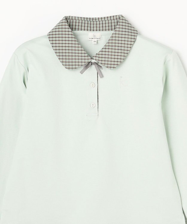 組曲 KIDS 【150-160㎝】 ミニチェック レイヤードトップス ミント