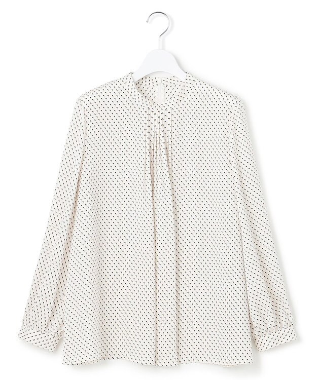 23区 L 【洗える】グラデーションドットプリント ブラウス ホワイト系