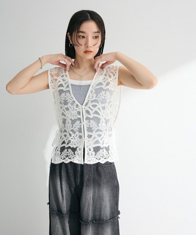 Green Parks ・Ｐｅｔｉｔ　Ｆｌｅｕｒ　レイヤードキャミ（カップ付 Gray Mixture