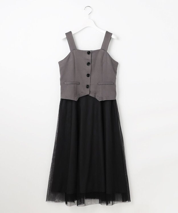 Feroux フレアチュール ジャンパースカート グレー系