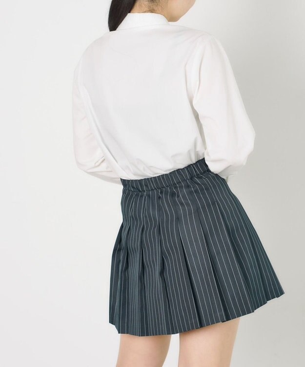 WEGO 【SCHOOL ITEM】ポケット付きパターンプリーツスカート ブルーストライプ