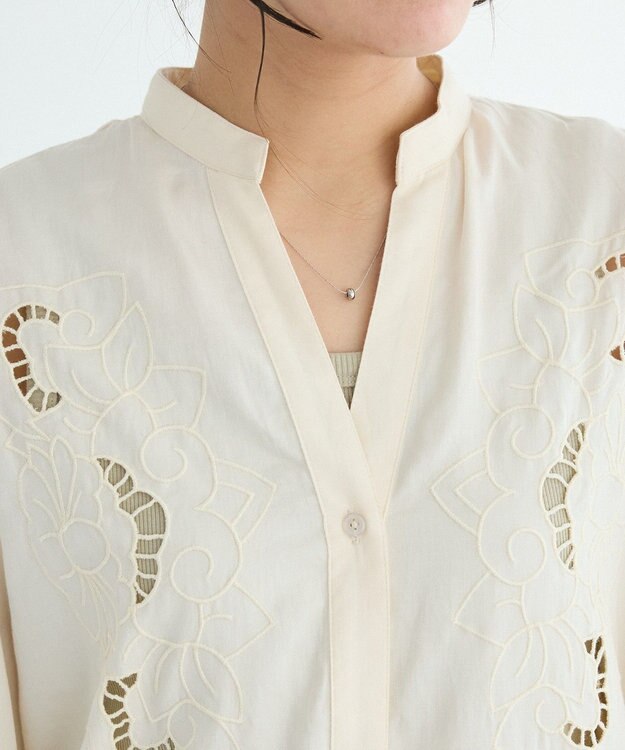 CRAFT STANDARD BOUTIQUE インド製 カットワークシシュウワンピース Natural