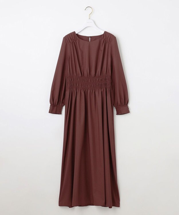 ANY SIS 【洗える】シャーリングディテール ワンピース テラコッタ