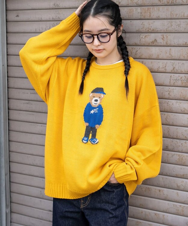 WEGO 【ユニセックス着用ITEM/MLサイズ展開】ジャガードアニマルプルオーバー イエロー