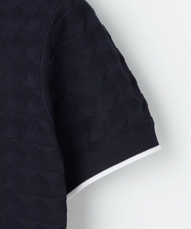 23区GOLF 【WOMEN】フラッグジャガードニットポロシャツ ストレッチ 半袖 ネイビー系