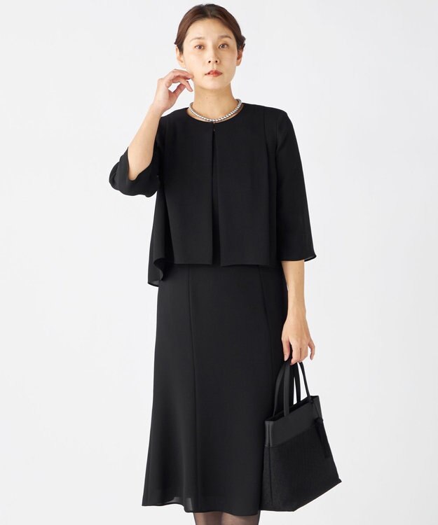 自由区 FORMAL 【洗える】セオアルファバラシャ ウォッシャブル ワンピース ブラック系