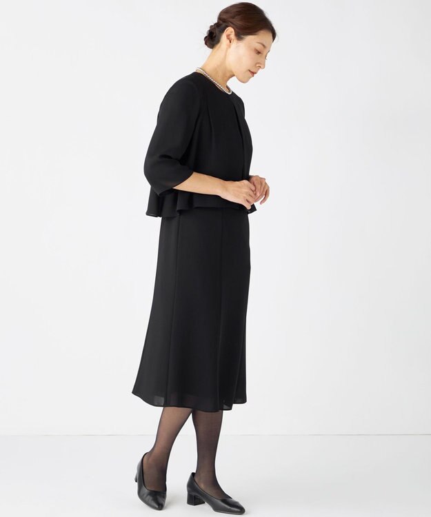 自由区 FORMAL 【洗える】セオアルファバラシャ ウォッシャブル ワンピース ブラック系