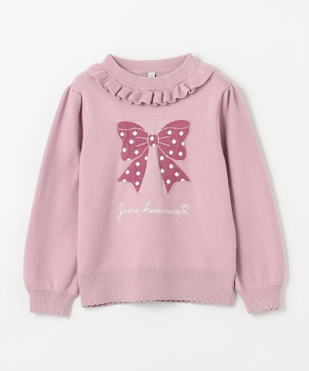 ANY KIDS 首フリルしあわせタッチニット ピンク