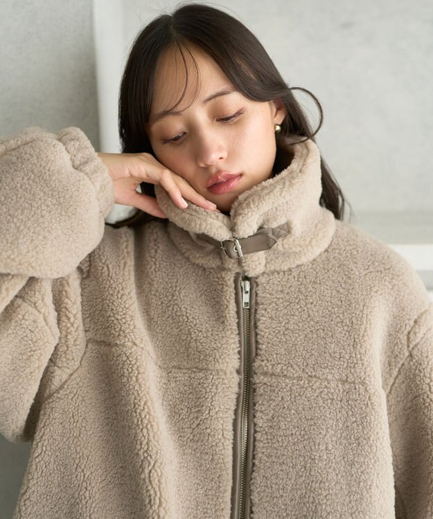 earth music&ecology ボアルーズブルゾン グレーベージュ