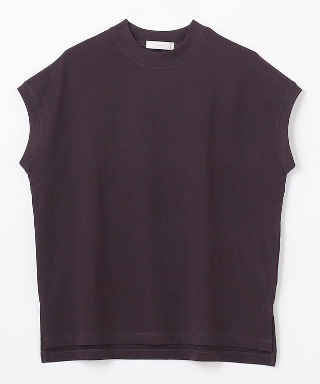 ANY L モックネックフレンチスリーブプルオーバー ブラウン