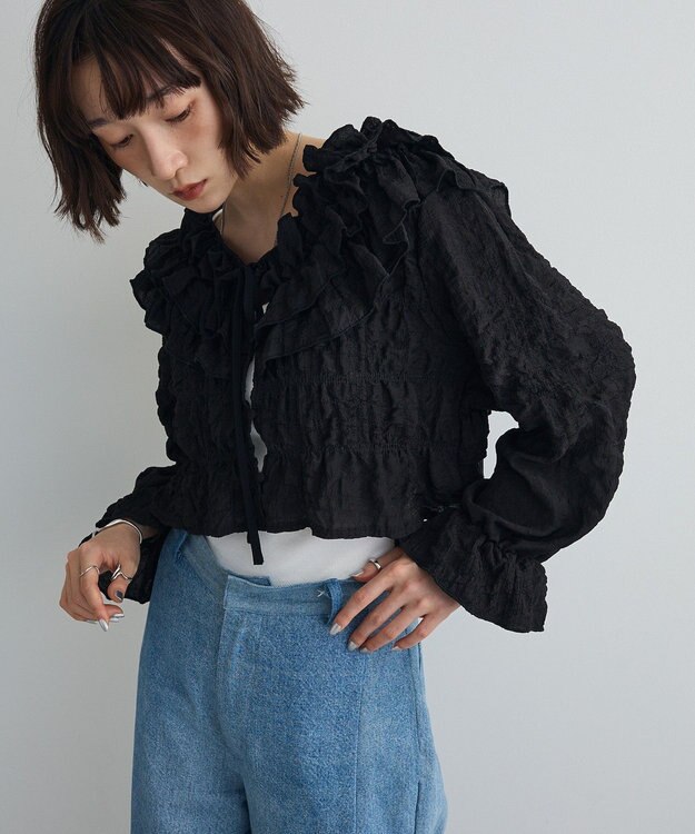 Green Parks ２ＷＡＹフリルブラウス Black