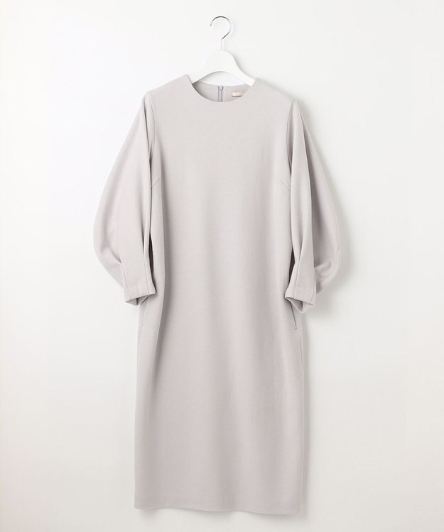 自由区 【WEB限定】ウールミルドジャージー スリーブコンシャスワンピース ライトグレー系