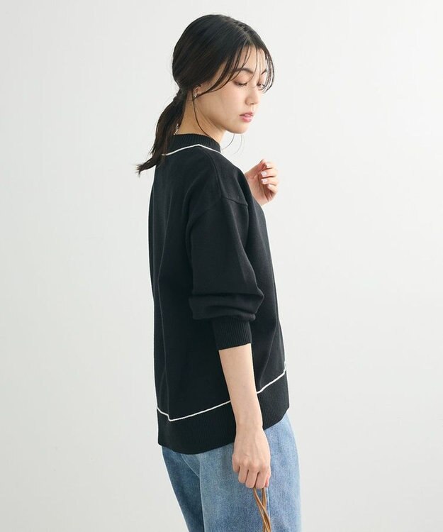 Green Parks もちやわモックネックニットプルオーバー Black