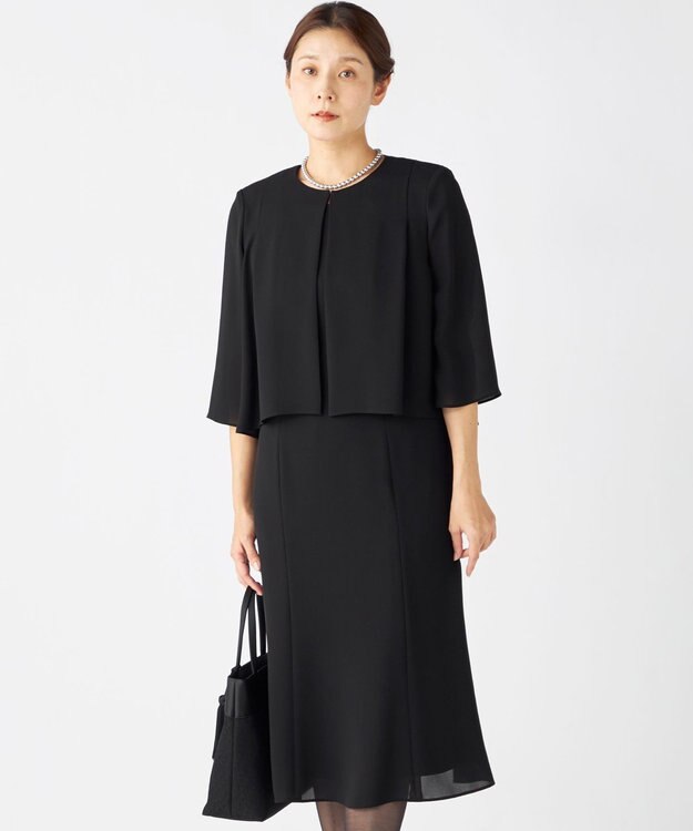 自由区 FORMAL 【洗える】セオアルファバラシャ ウォッシャブル ワンピース ブラック系