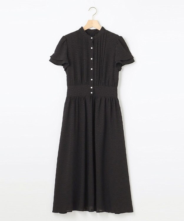 組曲 L 【WEB限定】フラワーポイントシフォン ワンピース ブラック系