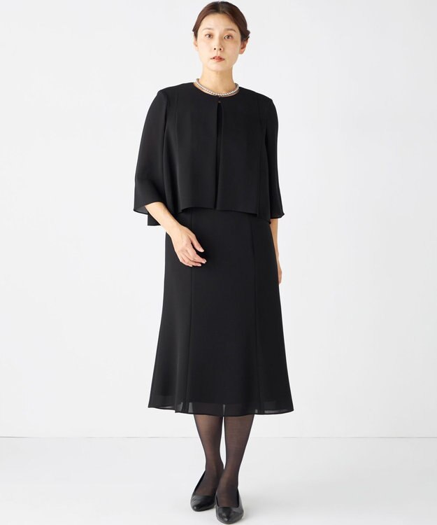 自由区 FORMAL 【洗える】セオアルファバラシャ ウォッシャブル ワンピース ブラック系