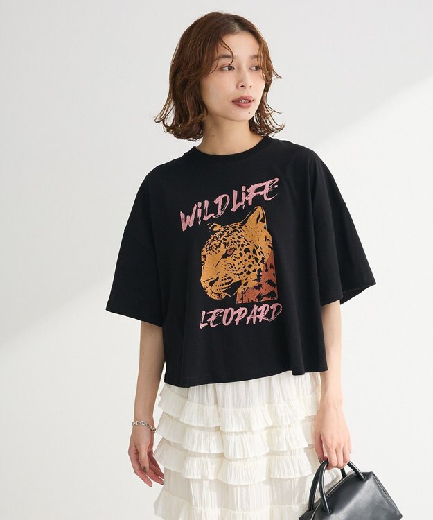 Green Parks ・ＤＯＵＢＬＥ　ＦＬＡＧＳ　レオパードプリントＴＥＥ Black