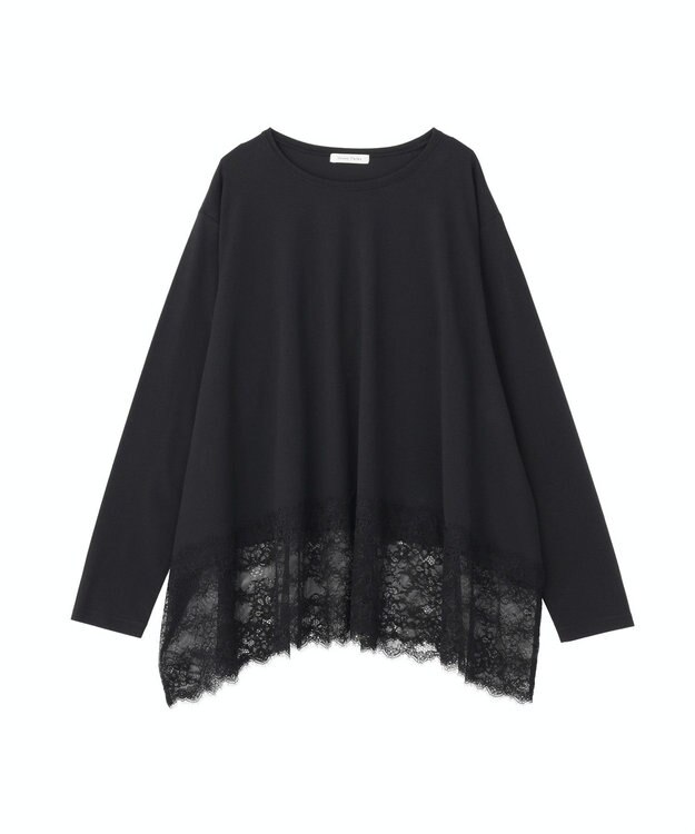 Green Parks 裾イレヘムレースドッキングプルオーバー Black